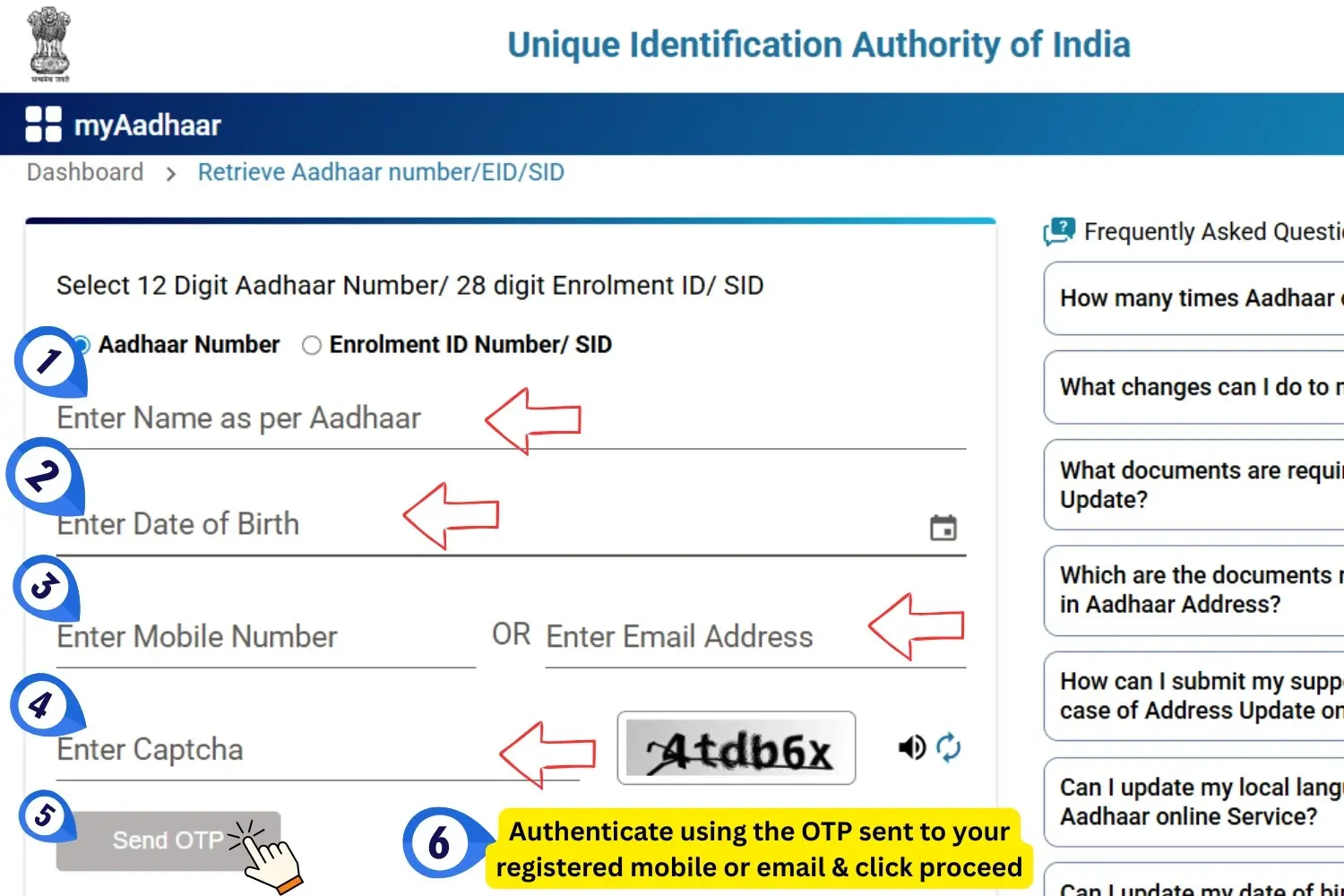Aadhaar Card Download – Download e-Aadhaar PDF Online 2026 10 Retrieve Aadhaar number online using name, date of birth and OTP on myAadhaar portal.